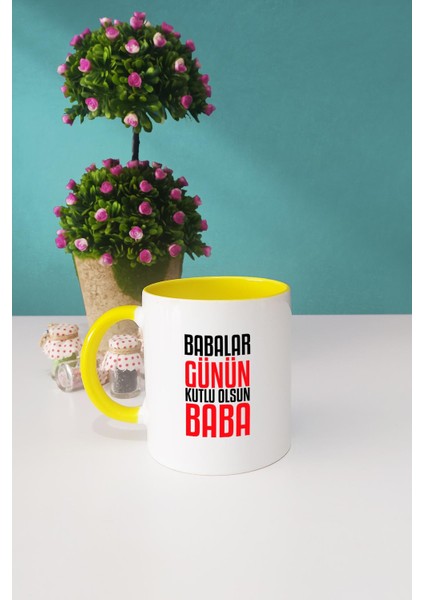 Babalar Günün Kutlu Olsun Baba Sarı Kupa Bardak Kalemlik