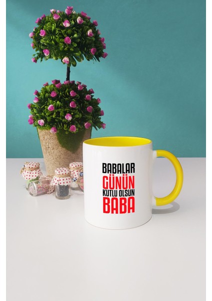 Babalar Günün Kutlu Olsun Baba Sarı Kupa Bardak Kalemlik