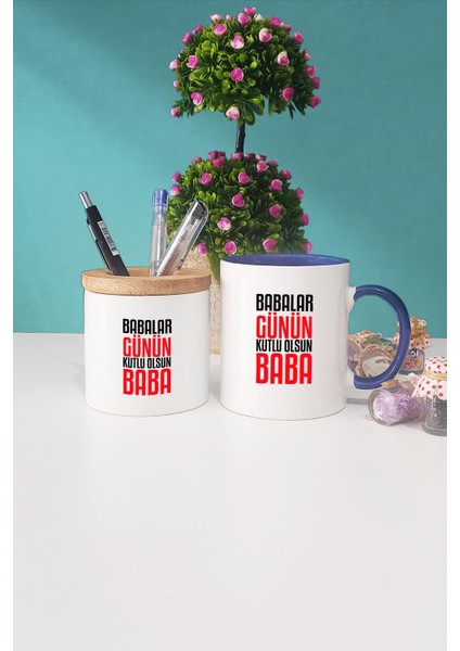 Babalar Günün Kutlu Olsun Baba Lacivert Kupa Bardak Kalemlik