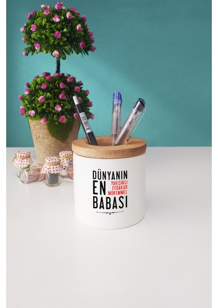 Babalar Günü Hediyesi Kupa Bardak Beyaz ve Kalemlik