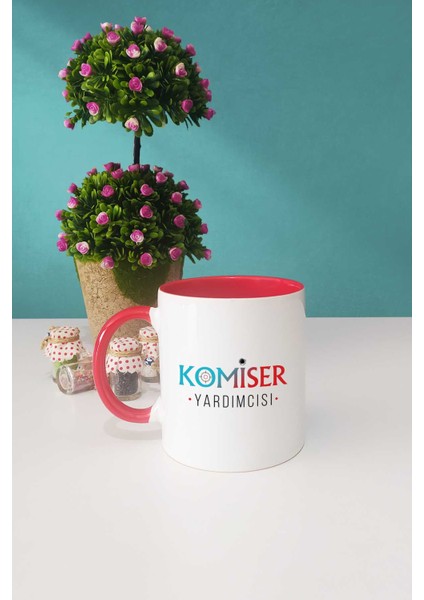 Komiser Yardımcısı Hediye Kırmızı Kupa Bardak Kalemlik