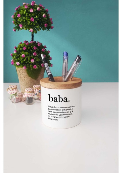 Babaya Hediye Baba Sarı Kupa Bardak Kalemlik