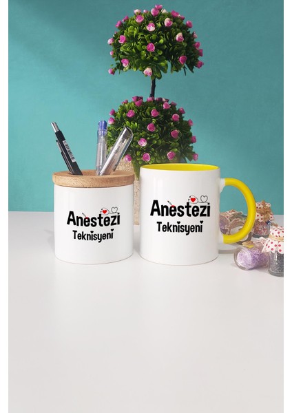 Anestezi Teknisyeni Hediye Sarı Kupa Bardak Kalemlik