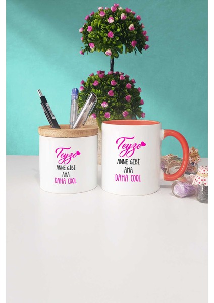 Teyze Anne Gibi Ama Daha Cool Turuncu Kupa Bardak Kalemlik