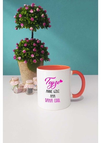 Teyze Anne Gibi Ama Daha Cool Turuncu Kupa Bardak Kalemlik