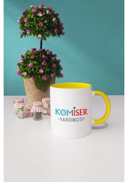 Komiser Yardımcısı Hediye Sarı Kupa Bardak Kalemlik