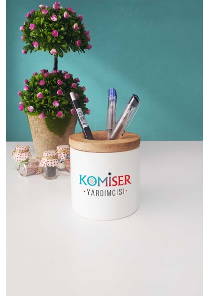 Komiser Yardımcısı Hediye Sarı Kupa Bardak Kalemlik