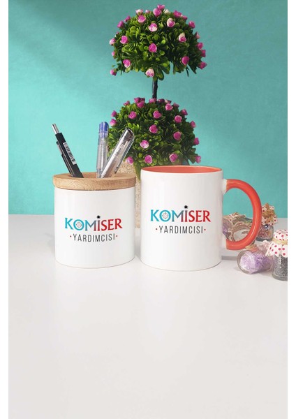 Komiser Yardımcısı Hediye Turuncu Kupa Bardak Kalemlik
