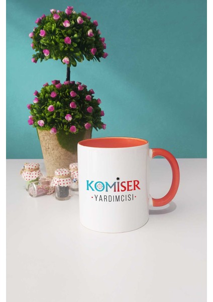 Komiser Yardımcısı Hediye Turuncu Kupa Bardak Kalemlik