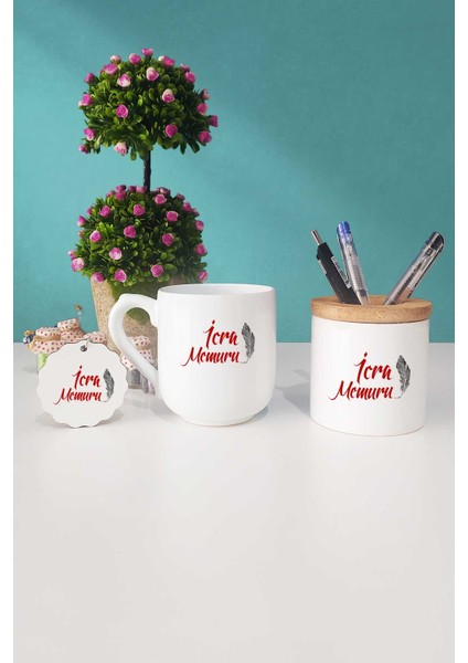 Icra Memuru Hediye Oval Kupa Bardak Kalemlik Anahtarlık