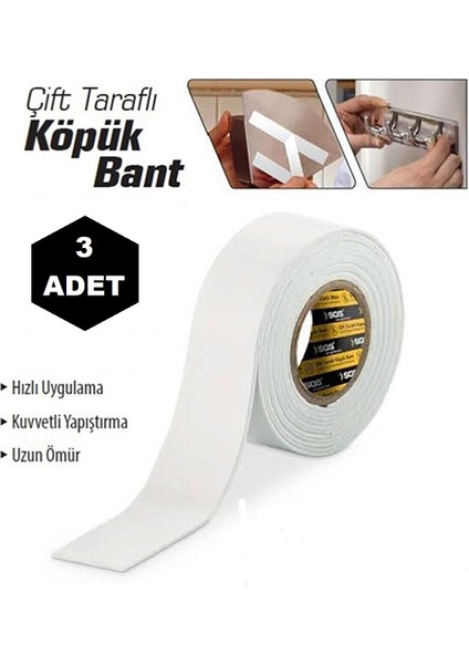 Çift Taraflı Köpük Bant 20mmx2m (3 Adet)