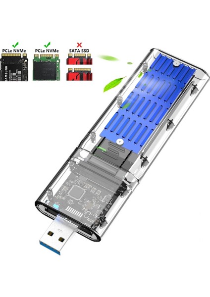 2230 2242 2260 2280 22110 M.2 Nvme SSD Muhafaza USB 3.1 Şeffaf Disk Kutusu