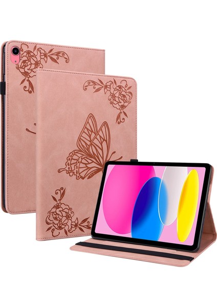 Ipad 10.9 (2022) / Ipad Için 10. Nesil Kelebek Çiçeği Baskalı Flip Koruma Kapağı Pu Deri Kart Tutucu Stand Akıl Tutucu Ile Akıl Tutucu (Yurt Dışından)