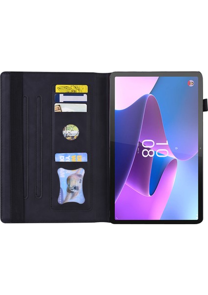 Lenovo Pad Pro 2022 / Tab Için P11 Pro Gen 2 Görüntüleme Stand Stand Folio Tablet Kapak Pu Deri Deri Cüzdan Elastik Bant Koruyucu Kılıf Kalem Tutucu (Yurt Dışından)