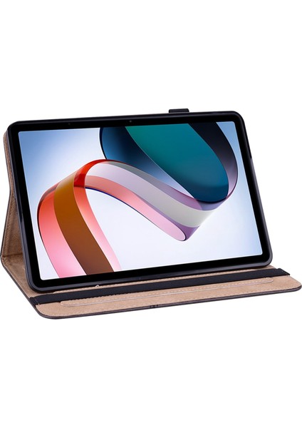 Xiaomi Için Redmi Pad Pu Deri Elastik Bant Koruyucu Kılıf Kart Yuvaları Çok Açılı Stand Çizgisi Baskılı Tablet Kapak Kalem Tutucusu (Yurt Dışından)