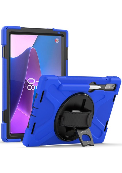 Lenovo Sekmesi Için P11 Pro Gen 2 / Tab P11 Pro 2022 Kickstand Pc + Silikon Tablet Kılıfı 360 Derece Döndürme El Kayışı Şok Geçirmez Sağlam Koruyucu Kapak (Yurt Dışından)
