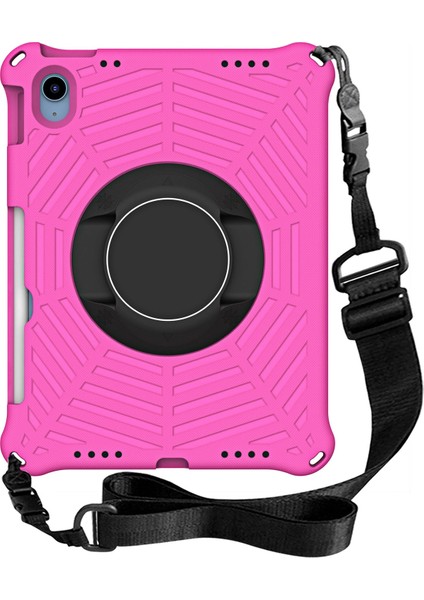 Ipad 10.9 (2022) Örümcek Web Dokusu Şok Geçirmez Eva Case 360 Derece Dönme Kickstand Kapak Omuz Kayışı Ile (Yurt Dışından)