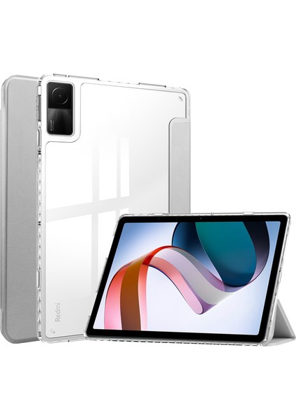 Xiaomi Redmi Pad Için Trifold Stand Pu Deri Tablet Kılıf Anti-Drop Şeffaf Tpu Arka Kapak (Yurt Dışından)