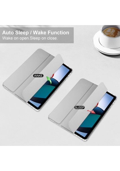 Xiaomi Redmi Pad Için Trifold Stand Pu Deri Tablet Kılıf Anti-Drop Şeffaf Tpu Arka Kapak (Yurt Dışından)