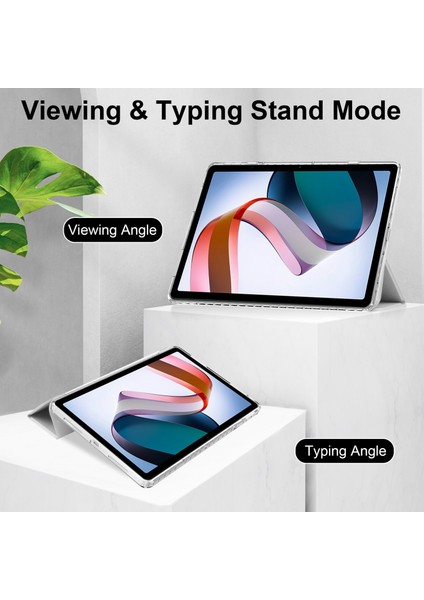 Xiaomi Redmi Pad Için Trifold Stand Pu Deri Tablet Kılıf Anti-Drop Şeffaf Tpu Arka Kapak (Yurt Dışından)