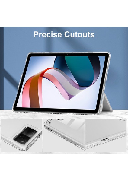 Xiaomi Redmi Pad Için Trifold Stand Pu Deri Tablet Kılıf Anti-Drop Şeffaf Tpu Arka Kapak (Yurt Dışından)