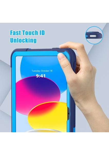Ipad 10.9 (2022) Robot Tarzı Silikon + Pc Tablet Kılıfı Renk Kontrast Anti-Fall Kickstand Koruyucu Kasa (Yurt Dışından) modelleri