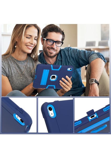Ipad 10.9 (2022) Robot Tarzı Silikon + Pc Tablet Kılıfı Renk Kontrast Anti-Fall Kickstand Koruyucu Kasa (Yurt Dışından) fırsatları
