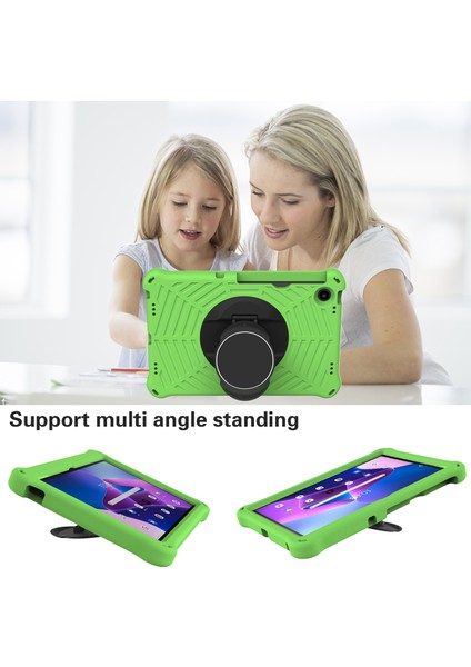 Lenovo Tab M10 Plus (Gen 3) Örümcek Web Dokusu Şok Geçirmez Eva Case 360 Derece Döndürme Kickstand Anti-Cratch Kapağı Omuz Kayışı Ile (Yurt Dışından)