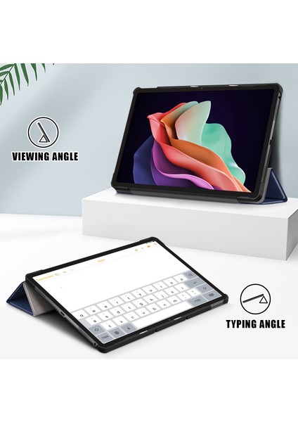 Lenovo Sekmesi Için P11 Gen 2 Düz Renkli Pu Deri Tablet Kılıf Üçlü Stand Otomatik Uyanma / Uyku Akıllı Kapak (Yurt Dışından)
