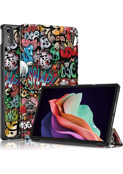 Lenovo Sekmesi Için P11 Gen 2 Desen Baskı Pu Deri Koruyucu Kapak Trifold Stand Otomatik Uyanma / Uyku Ile Akıllı Tablet Kılıfı (Yurt Dışından)