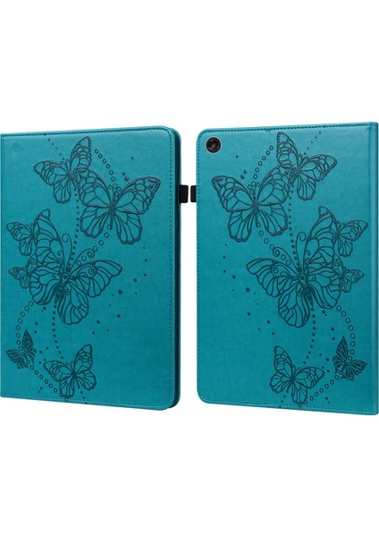 Lenovo Tab M10 Için (Gen 3) Pu Deri Damla Geçirmez Tablet Kapak Kelebek Basılı Katlanabilir Stand Kartı Tutucu Kabuğu Elastik Bantlı (Yurt Dışından)