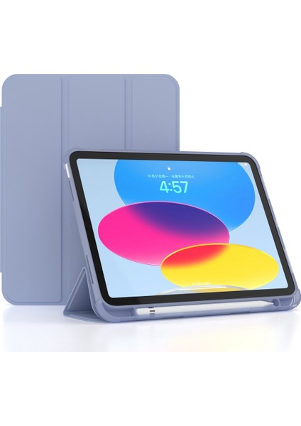 Ipad 10.9 (2022) / Ipad Için 10. Nesil Üçlü Stand Kabuk Kapağı Pu Deri Otomatik Uyanma / Uyku Akıllı Tablet Kılıfı Pen Yuvası Tutucu (Yurt Dışından)
