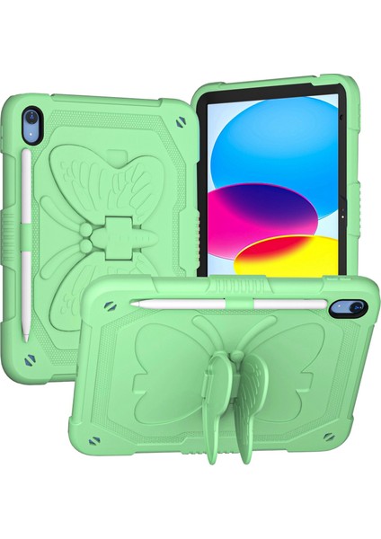 Ipad 10.9 (2022) Kelebek Şekli Kickstand Tablet Kasası Silikon + Pc Koruyucu Kapak Omuz Askılı Için Şok Geçirmez Kasa (Yurt Dışından) fiyatları
