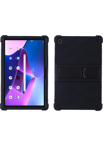 Lenovo Tab M10 Plus (Gen 3) 10.6 "için; 125F / 128 Contası Anti-Collision Yumuşak Silikon Tablet Koruyucu Kılıf Kapağı Ayarlanabilir Pc Kickstand (Yurt Dışından)