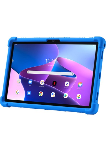 Lenovo Tab M10 Plus (Gen 3) 10.6 "için; 125F / 128 Contası Anti-Collision Yumuşak Silikon Tablet Koruyucu Kılıf Kapağı Ayarlanabilir Pc Kickstand (Yurt Dışından)