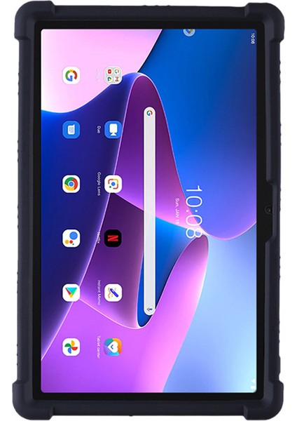 Lenovo Tab M10 Plus (Gen 3) 10.6 "için; 125F / 128 Contası Anti-Collision Yumuşak Silikon Tablet Koruyucu Kılıf Kapağı Ayarlanabilir Pc Kickstand (Yurt Dışından)