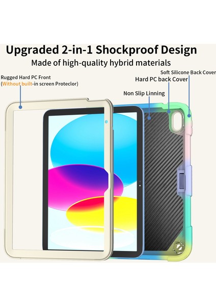 Ipad 10.9 (2022) Çift Renkli Silikon + Pc Tablet Kılıf Kelebek Şekli Kickstand Anti-Drop Koruyucu Kapak Omuz Kayışı (Yurt Dışından) fırsatları