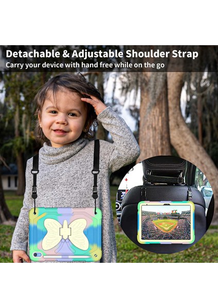 Ipad 10.9 (2022) Çift Renkli Silikon + Pc Tablet Kılıf Kelebek Şekli Kickstand Anti-Drop Koruyucu Kapak Omuz Kayışı (Yurt Dışından) indirimleri