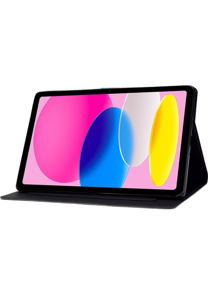 Ipad 10.9 (2022) / Ipad Için 10. Gen Desen Baskı Pu Deri Folio Tablet Kılıf Katlama Kart Tutucu Manyetik Flip Kapak (Yurt Dışından)