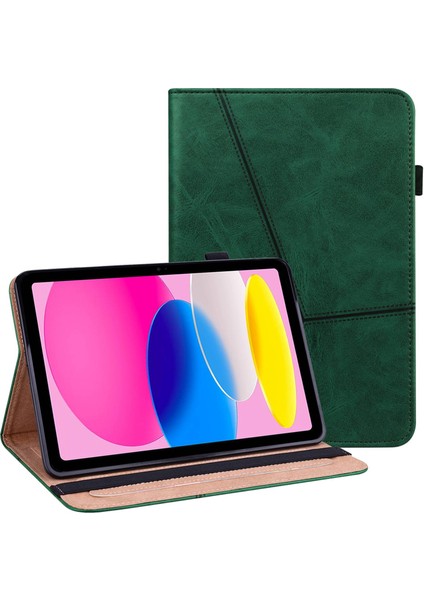 Ipad 10.9 (2022) Için Otomatik Uyanma / Uyku Tablet Koruyucu Kılıf, Hat Basılı Şok Geçirmez Pu Deri Kart Tutucu Elastik Bantlı Stand Kapağı (Yurt Dışından)