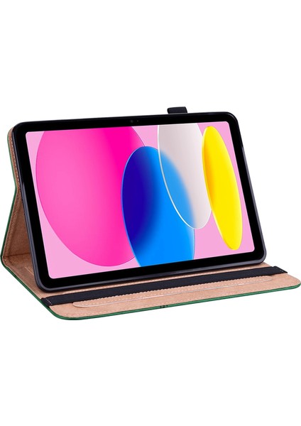 Ipad 10.9 (2022) Için Otomatik Uyanma / Uyku Tablet Koruyucu Kılıf, Hat Basılı Şok Geçirmez Pu Deri Kart Tutucu Elastik Bantlı Stand Kapağı (Yurt Dışından)