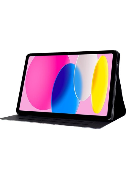 Ipad 10.9 (2022) / Ipad Için 10. Gen Desen Baskı Pu Deri Folio Tablet Kılıf Katlama Kart Tutucu Manyetik Flip Kapak (Yurt Dışından)