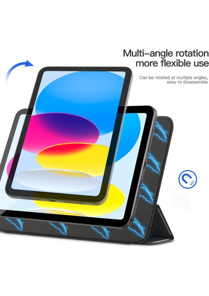 Ipad 10.9 (2022) Için Üç Katlı Çift Taraflı Manyetik Deri Tablet Kasası Stand Otomatik Uyandırma / Uyku Tablet Kapağı (Yurt Dışından)
