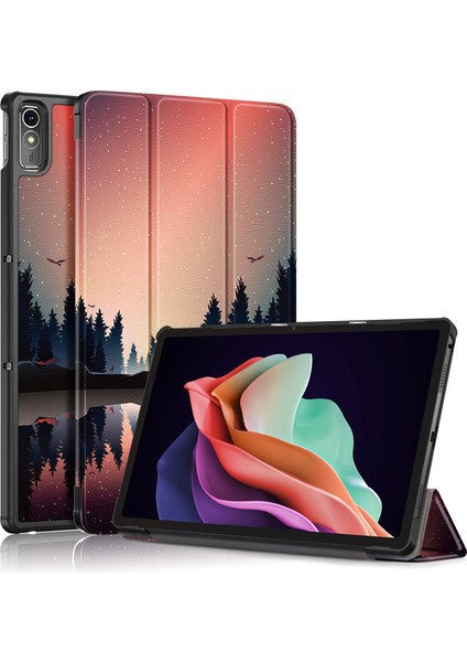 Lenovo Sekmesi Için P11 Gen 2 Desen Baskı Pu Deri Koruyucu Kapak Trifold Stand Otomatik Uyanma / Uyku Ile Akıllı Tablet Kılıfı (Yurt Dışından)