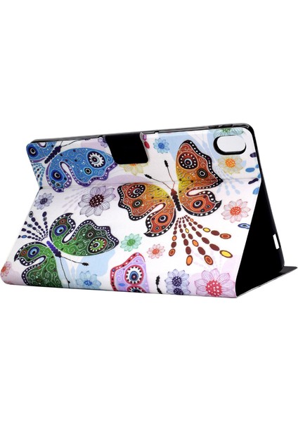 Ipad 10.9 (2022) / Ipad Için 10. Gen Desen Baskı Pu Deri Folio Tablet Kılıf Katlama Kart Tutucu Manyetik Flip Kapak (Yurt Dışından)