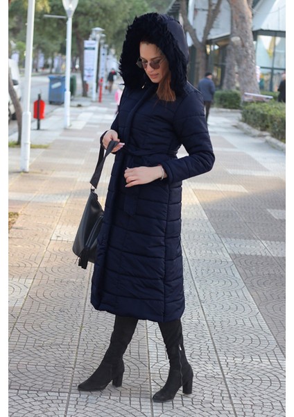 Günlük Kışlık Tam Boy Şişme Kadın Mont BT180LACIVERT4