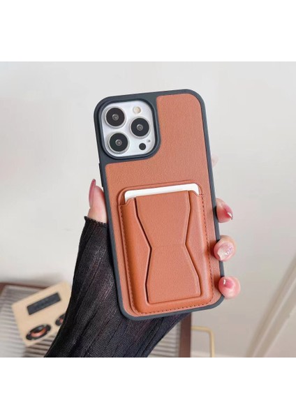Iphone 12 Pro Max ile Uyumlu Kılıf Stand Olabilen Deri Kılıf Kartlık Özellikli Emollient Kılıf