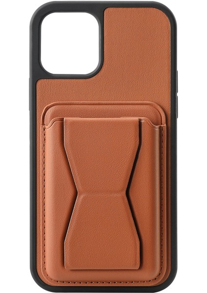 Iphone 12 Pro Max ile Uyumlu Kılıf Stand Olabilen Deri Kılıf Kartlık Özellikli Emollient Kılıf