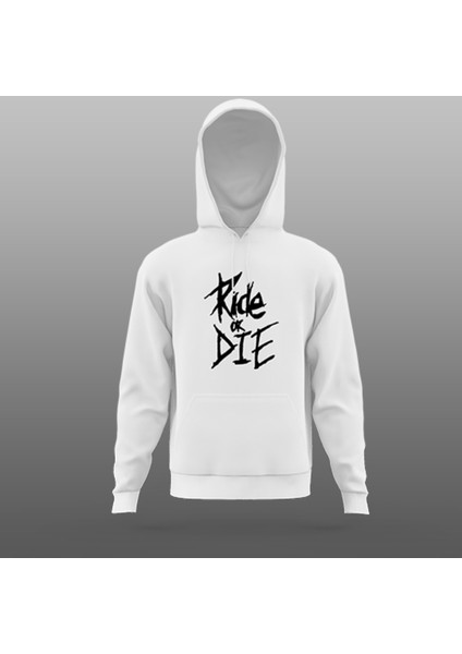 Ride Or Die Motorcu Sweatshirt Beyaz