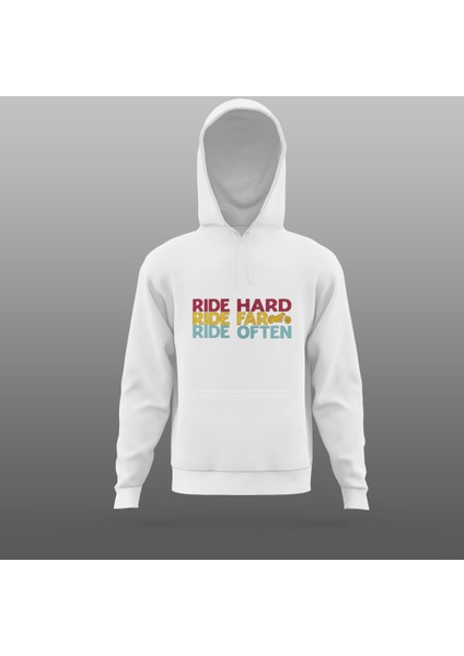 Ride Hard Motorcu Sweatshirt Beyaz